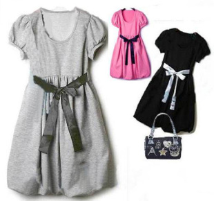 短袖 纯棉夏季 休闲宽松腰泡泡连衣裙Q002 女装 2024客衣都加肥加大码