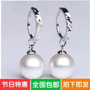天然 珍珠耳环 耳坠时尚新品珍珠粉耳饰品 正圆强光