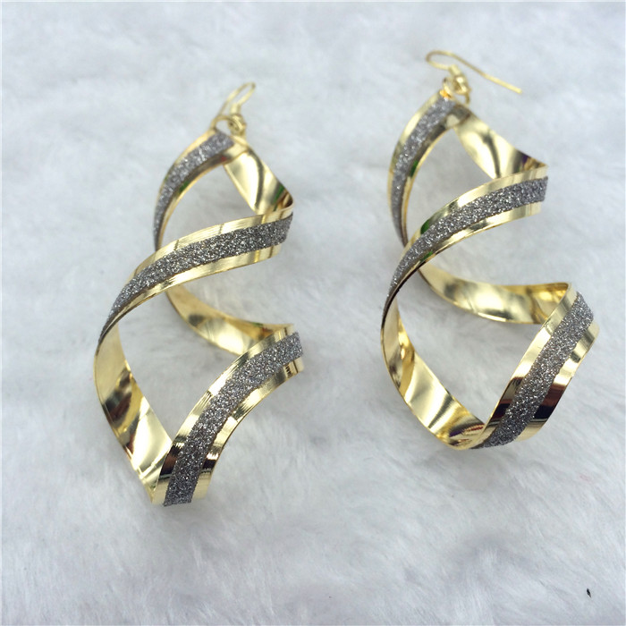 earrings women jewelry磨砂夸张长耳环欧美时尚长款耳饰金色