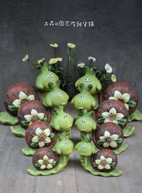 陶土美式乡村风蜗牛立体家居装饰