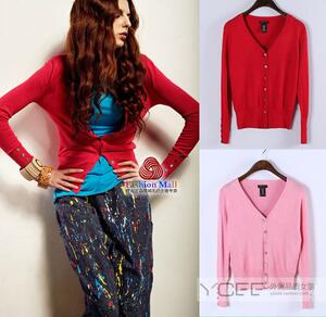 外贸春季装新款贝壳扣韩版百搭显瘦针织衫开衫外套女式长袖披肩女