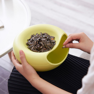 双层瓜子盘干果盘瓜子收纳盒懒人垃圾桶瓜子盒糖果盒吃瓜子神器