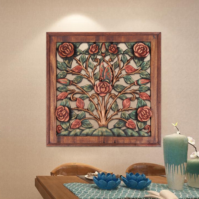 Southeast Asia Wood carving Wall hanging Wall decoration Thailand Imported carving solid wood Carved board Wall Hanging picture Home Furnishing Jewelryin the Home accessories , Mural  category - from Buy2taobao.com to provide professional Taobao agent buy service
