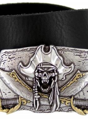 美国直邮durabelt腰带100584-40骷髅图案牛皮真皮牛仔男皮带休闲