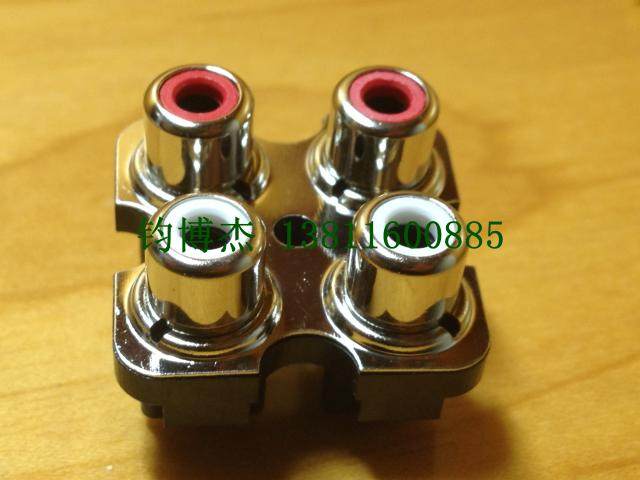 插头插座 AV带屏蔽四孔红白莲花插座 RCA音视频插座