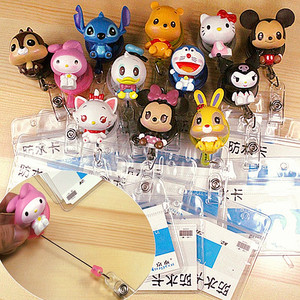 卡通迪*尼米奇可爱公仔易拉扣胸卡夹子 防水工作证胸牌套伸缩夹扣