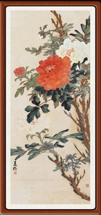 国画花鸟画现代客厅装饰画字画真迹非手绘挂画宋美龄牡丹图赠装裱