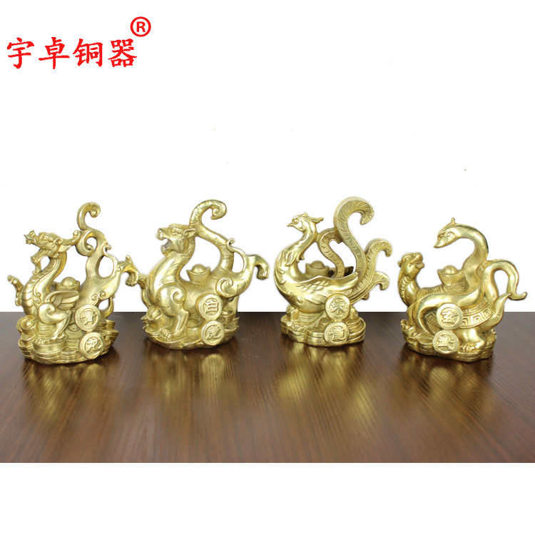 宇卓铜器 纯铜四神兽黄铜四神兽青龙白虎朱雀玄武工艺品摆件