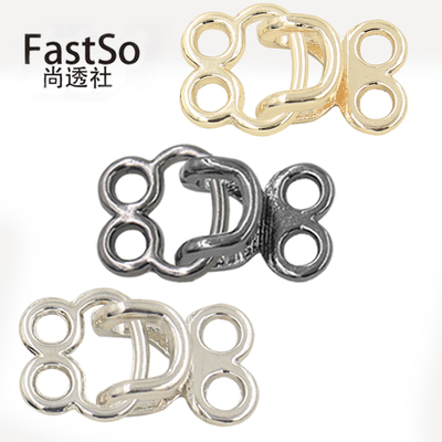 金色金属貂皮大衣对扣暗扣风纪扣