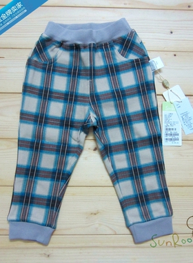 【2折】阳光鼠男童纯棉格子休闲裤 童装春秋针织长裤单裤80码特价