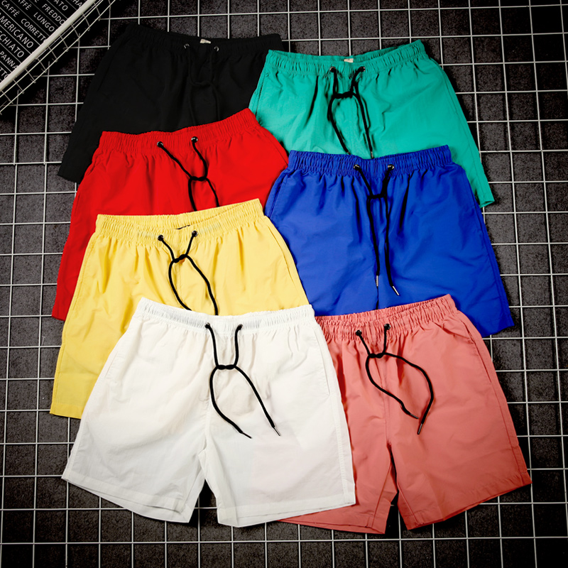 糖果色运动短裤男夏季薄款速干沙滩裤 三分裤松紧腰宽松 纯色海