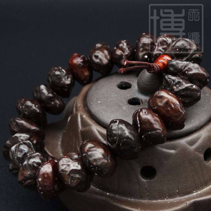 黑色鬼脸菩提子手串莲台菩提佛珠鬼脸菩提文玩手链念佛持珠男女款