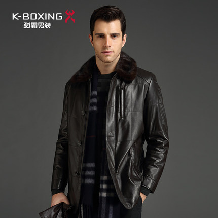 劲霸绵羊皮高档皮装皮衣 水貂毛皮领子獭兔毛内胆|APLU4312