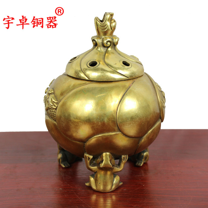 宇卓铜器纯铜香炉黄铜香炉香道用品龙纹铜香炉工艺品摆件青蛙香炉