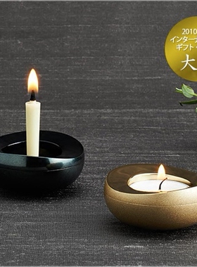 日本代购山口久乘黄铜合金香插香立烛台灯台金色黑色