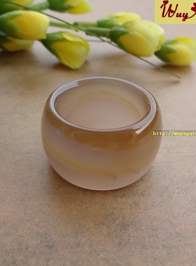 无烧天然一线缠丝玛瑙扳指复古