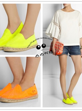 折 七年美代Manebi Ibiza neon 夏抢眼荧光渔夫鞋草编麻底鞋现货