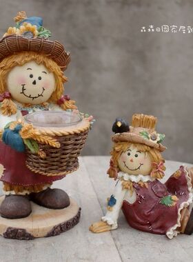 古董小丑布娃娃美式乡村风装饰品