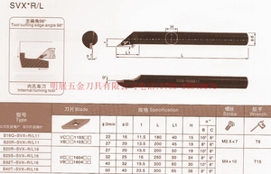 。冲五钻/数控车刀杆/螺钉式内孔车刀S25S-SVXCL16