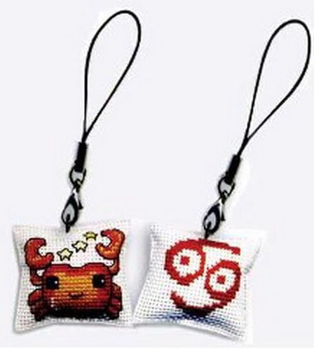 钥匙扣手机链双面绣十字绣挂件巨蟹座