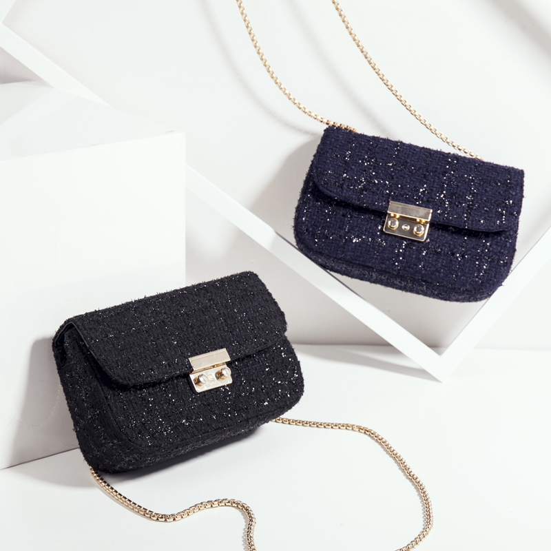 克拉恋人唐嫣同款女包秋冬新款单肩迷你小包包小香呢子链条斜挎包