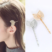 Know Richie rhinestone hair accessories Korean version of the simple temperament side of hollow metal leaf hair clip hairpin clip Clip bangs clip