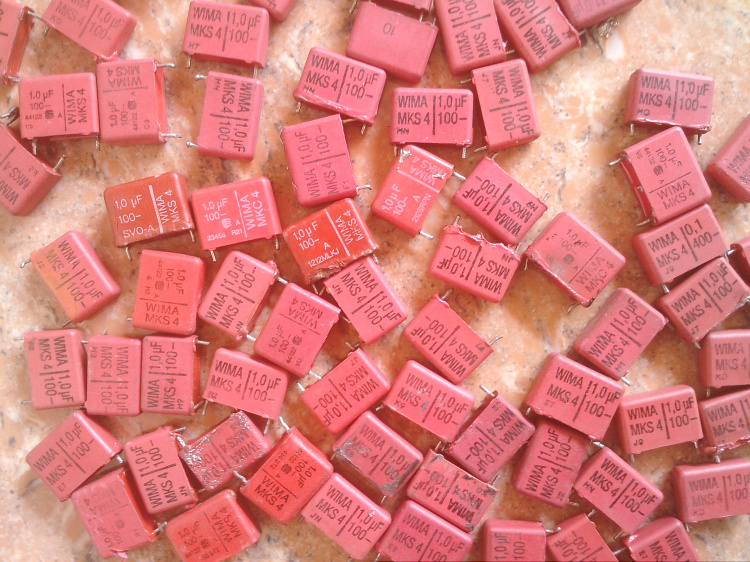 拆机 威马WIMA MKS4系列 100V 1UF 发烧耦合薄膜电容