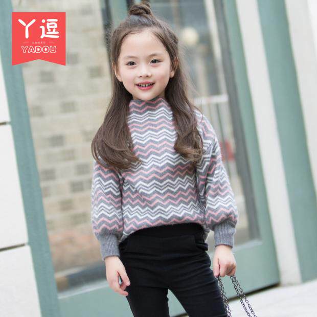 女童毛衣套头新款女宝宝秋冬季线衣小孩打底衫儿童针织衫