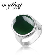 Thai Thai silver jewelry 925 Silver carnelian gemstone retro exaggerated wide ring ring in Europe and women