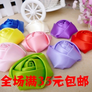diy手工花 大號(hào) 質(zhì)感緞帶玫瑰花朵發(fā)飾材料 衣服飾品配件輔料