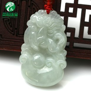 天然A货翡翠生肖马玉吊坠 男女款儿童属马玉佩项链 正品如意玉马