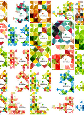矢量设计素材 25张抽象几何半圆撞色拼色色块风格纹理图 EPS格式