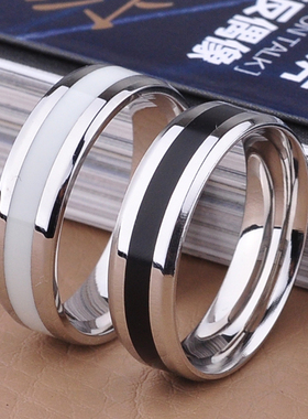 钛戒指情侣免费刻字进口男士时尚