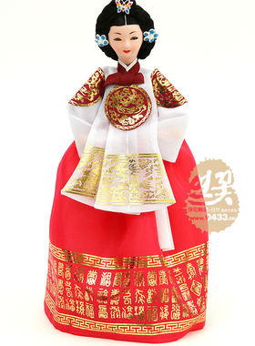 韩国进口宫廷皇后韩服娃娃/韩国传统工艺品/摆设品/正品/H-P01351