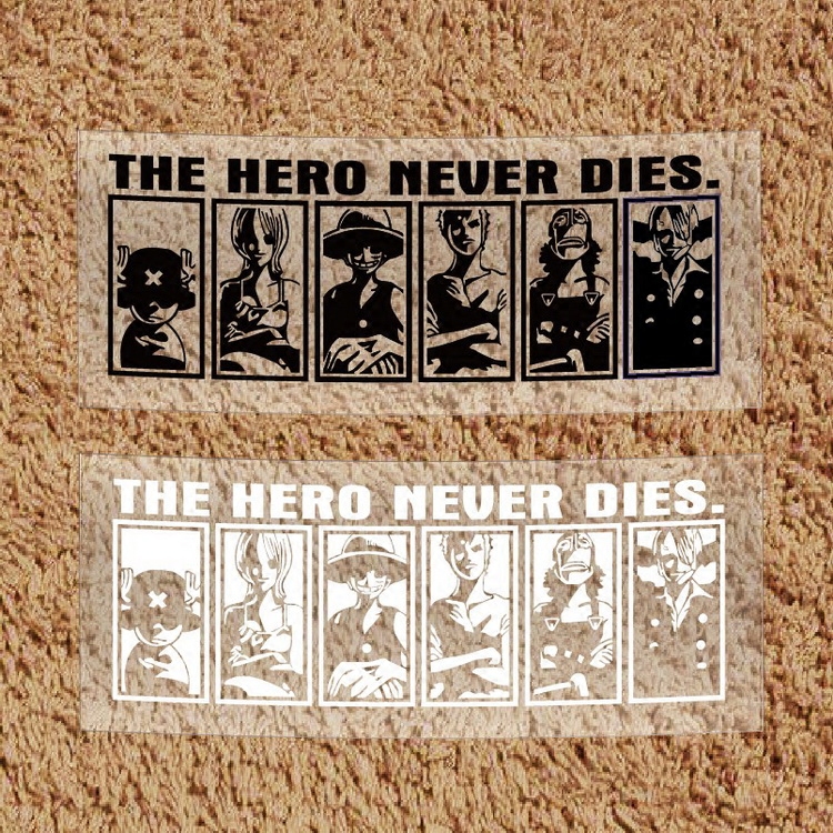 汽车贴纸 海贼王 英雄不死 路飞 反光 车贴 海贼王背影 包邮