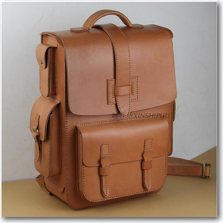 双肩旅行包复古风格休闲包西风烈箱包个性厚牛皮手工植鞣皮定型包