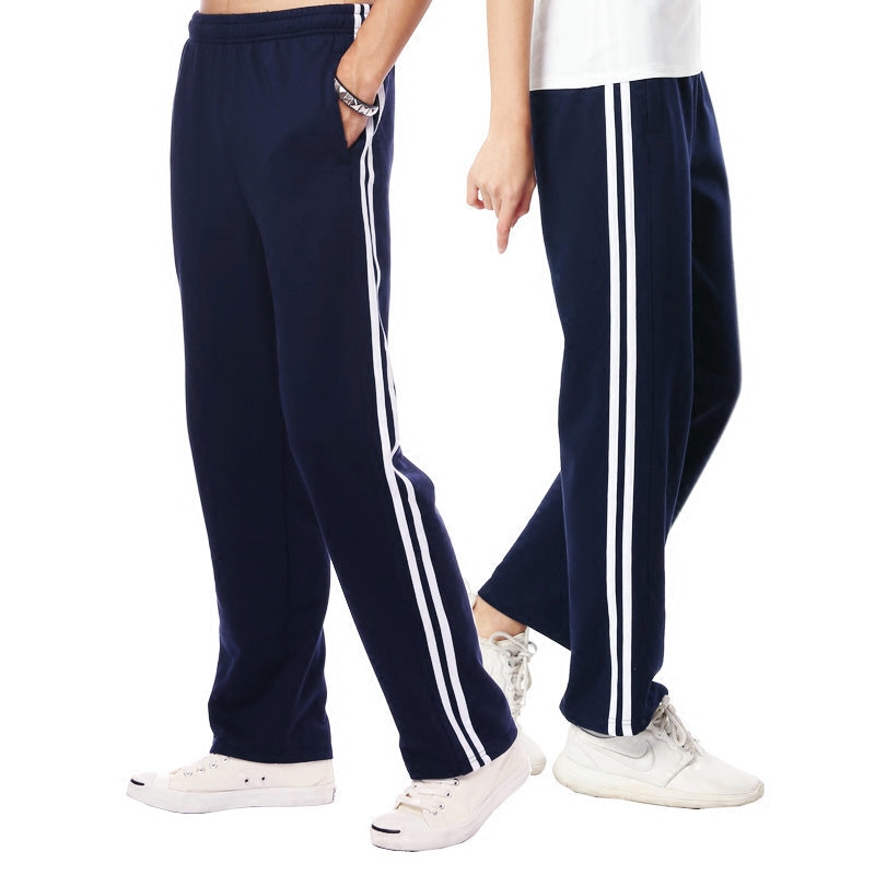 包邮纯棉校裤夏春秋男两道杠运动裤初高中直筒宽松学生女校服裤子
