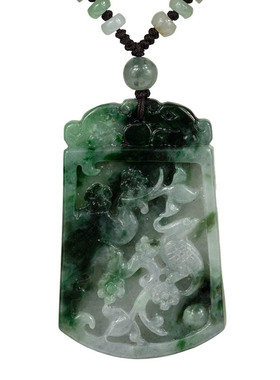 钰达翡翠喜鹊梅枝如意吊坠 喜上眉梢玉项坠 天然玉石 玉挂件 dgv