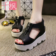 Maple Millennium 2015 Korean fish in spring and summer women sandal platform wedges platform chunky zipper high heel shoes