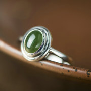 925 Thai silver Thai fashion simple natural jade ring in Europe and America women ring wave