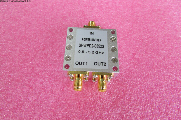 500-5200MHz 10W SMA N RF 射频同轴 2路 一分二功分器 频率可定制 厂家承若质量保修1年，请放心购买 型号：SHWPD2-0552S 50欧姆 一分二 3dB 功分器
