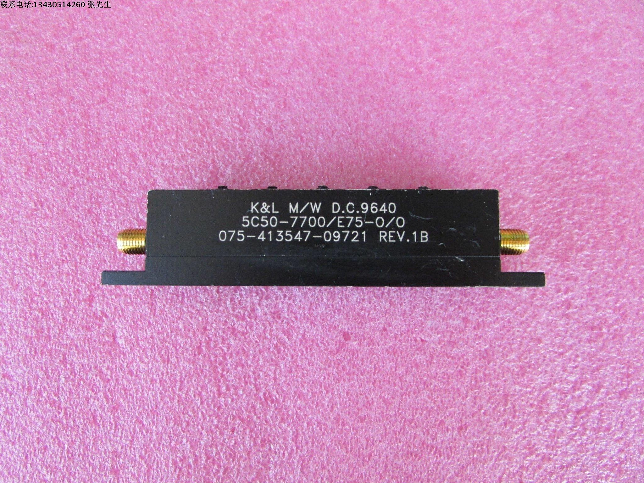 K&L 5C50-7700/E75-0/0  7.7GHz SMA母 RF 射频微波同轴带通滤波器 质量包好，包能用 可提供详细测试图 品牌：K&L 型号: 5C50-7700/E75-0/0 中心频率：7700MHz 带宽:75MHz看测试图 接头：SMA F