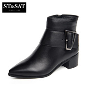 St&Sat/2015 winter new style leather pointy belt buckles on Saturday with women boots SS54112930