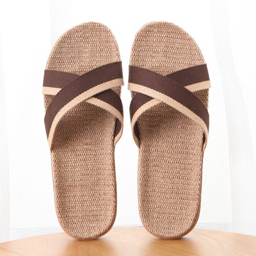 舒适情侣轻巧亚麻拖鞋厂家直销