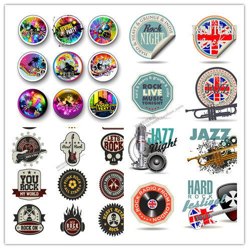 A0384矢量摇滚爵士音乐会演唱会LOGO标签 AI设计素材