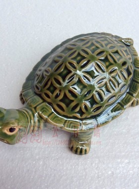 石湾公仔假山盆景鱼缸绿釉工艺品