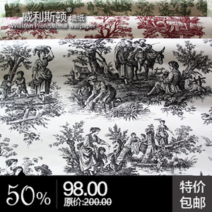 美式乡村人物加拿大进口特价墙纸环保壁纸纯纸促销北京现货包邮