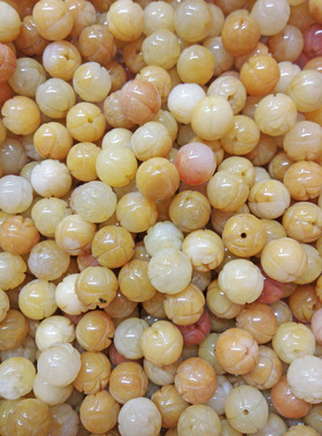 diy天然饰品手工老黄玉莲花厂