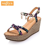 Sophie sweet summer print rhinestone metal chain with flower girl sandal SF52115066