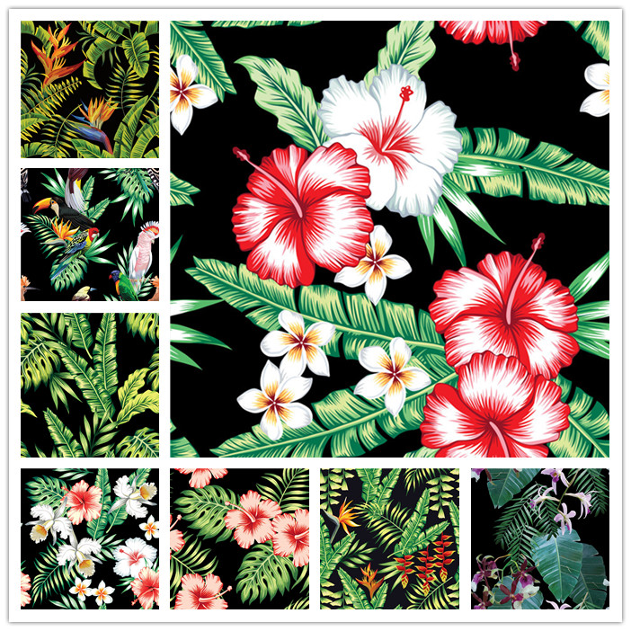 A1337矢量热带植物花朵鹤望兰鸡蛋花兰花四方连续图 AI设计素材